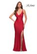 Picture of: V Neck Jersey Fitted Prom Dress with Tie Up Back in Red, Style 29785, Detail Picture 6