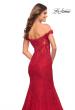 Picture of: Mermaid Lace Off the Shoulder Gown with Sheer Back in Red, Style: 30564, Detail Picture 6