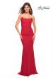 Picture of: Net Jersey Long Dress with Ruching and Diamond Straps in Red, Style: 30701, Detail Picture 6