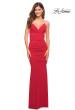 Picture of: Rhinestone Strap Net Jersey Dress with Ruching in Red, Style: 30793, Detail Picture 6