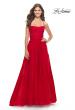 Picture of: A-line Tulle Gown with Floral Embroidery and Pockets in Red, Style: 31135, Detail Picture 6