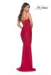 Picture of: Intricate Lace Up Back Jersey Gown with Ruching in Red, Style: 31330, Detail Picture 6