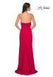 Picture of: Fabulous Jersey Dress with Rhinestones Lining the Top and HIgh Slit in Red , Style 32854, Detail Picture 6