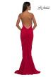 Picture of: Ruched Long Prom Dress with Low Back and Rhinestone Details in Red , Style: 32970, Detail Picture 6