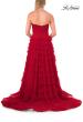 Picture of: Strapless Tiered Ruffle Gown with Pleated Bodice and Front Slit in Red, Style: 33202, Detail Picture 6