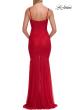 Picture of: Ruched Mesh Fitted Gown with Sheer Flared Hem in Red, Style: 33437, Detail Picture 6