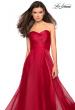 Picture of: Strapless Chiffon Dress with Criss Cross Bodice Detail in Red, Style: 27515, Detail Picture 7