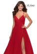 Picture of: Long Tulle Prom Dress with Criss Cross Bodice Detail in Red, Style: 28893, Detail Picture 7