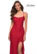 Picture of: Stretch Lace Dress with Ruffle Skirt Detail and Slit in Red, Style 29650, Detail Picture 7