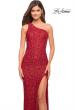 Picture of: One Shoulder Luxurious Soft Sequin Dress with Slit in Red, Style: 30562, Detail Picture 7