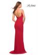 Picture of: Net Jersey Long Dress with Ruching and Diamond Straps in Red, Style: 30701, Detail Picture 7