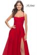 Picture of: A-line Tulle Gown with Floral Embroidery and Pockets in Red, Style: 31135, Detail Picture 7