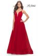 Picture of: Tulle Ball Gown with Side Cut Outs and High Slit in Red, Style: 31347, Detail Picture 7