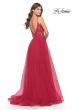 Picture of: A Line Tulle Gown with Lace Bodice and V Back in Red, Style: 31507, Detail Picture 7