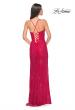 Picture of: Fishnet Rhinestone Prom Dress with Bustier Top and High Slit in Red, Style: 32210, Detail Picture 7