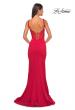 Picture of: Mermaid Jersey Gown with Bustier Top and Lace Up Back in Red, Style: 32268, Detail Picture 7