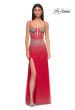 Picture of: Rhinestone Embellished Fitted Prom Dress with Corset and Deep V in Red , Style 32717, Detail Picture 7