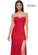 Picture of: Jersey Long Prom Dress with Ruching and Chic Rhinestone Neckline in Red , Style 32756, Detail Picture 7