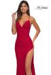 Picture of: Fitted Jersey Prom Dress with High Side Slit in Red , Style: 33080, Detail Picture 7