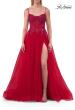 Picture of: Beaded Tulle A-Line Gown with Sheer Corset Bodice in Red, Style: 33702, Detail Picture 7