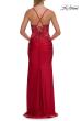 Picture of: Rhinestone Lace Corset Gown with Slit and Crisscross Lace-Up Back in Red, Style: 33769, Detail Picture 7