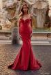 Picture of: Satin Mermaid Prom Gown with Corset Top in Red, Style: 32269, Back Picture