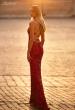 Picture of: Print Sequin Long Prom Dress with Lace Up Back in Red, Style: 31933, Back Picture