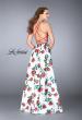 Picture of: Two Piece Mikado Dress with Floral Print Skirt in Red/Multi, Style: 24692, Back Picture