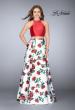 Picture of: Two Piece Mikado Dress with Floral Print Skirt in Red/Multi, Style: 24692, Detail Picture 1
