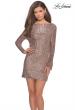 Picture of: Long Sleeve Sequined Shift Homecoming Dress in Rose Gold, Style: 28194, Detail Picture 9