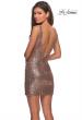 Picture of: Sequined Dress with Faux Wrap Skirt and Open Back in Rose Gold, Style: 28218, Back Picture