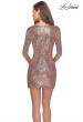 Picture of: Long Sleeve Sequin Dress with Side Ruching in Rose Gold, Style: 28219, Back Picture