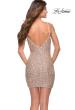 Picture of: Perfect Short Sequin Mini Dress with Deep V in Rose Gold, Style 30923, Back Picture