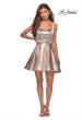Picture of: Metallic Fit and Flare Short Homecoming Dress in Rose Gold, Style: 28181, Detail Picture 1
