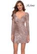Picture of: Long Sequin Sequin Homecoming Dress with V-Neck in Rose Gold, Style: 29390, Detail Picture 1