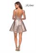 Picture of: Metallic Fit and Flare Short Homecoming Dress in Rose Gold, Style: 28181, Detail Picture 2