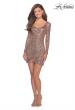 Picture of: Long Sleeve Sequin Dress with Side Ruching in Rose Gold, Style: 28219, Detail Picture 2