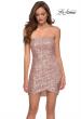 Picture of: Short Strapless Sequin Homecoming Dress with Ruching in Rose Gold, Style: 29410, Detail Picture 3