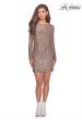 Picture of: Long Sleeve Sequined Shift Homecoming Dress in Rose Gold, Style: 28194, Detail Picture 5
