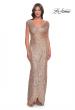 Picture of: Sequin Evening Dress with Ruching and V Neckline in Rose Gold, Style: 30865, Main Picture