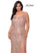 Picture of: Fringe Sequin Plus Size Prom Gown with Criss Cross Back in Rose Gold, Style: 29013, Detail Picture 1