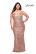 Picture of: V Neck Sequin Plus Size Long Gown in Rose Gold, Style: 29546, Detail Picture 1