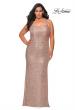 Picture of: Stretch Lace Plus Size Prom Dress with Criss Cross Back in Rose Gold, Style: 28842, Detail Picture 3
