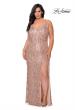 Picture of: Fringe Sequin Plus Size Prom Gown with Criss Cross Back in Rose Gold, Style: 29013, Detail Picture 6