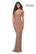 Picture of: Soft Sequin Long Gown with Lace Up Back in Rose Gold, Main Picture
