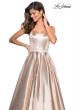 Picture of: Long Metallic Strapless A Line Ball Gown in Rose Gold, Style: 27280, Detail Picture 4