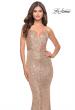Picture of: Sequin Long Dress with V Neckline and Open Low Back in Rose Gold, Style: 31031, Detail Picture 5