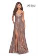 Picture of: Sequin A-line Prom Dress with Slit and Pockets in Rose Gold, Style: 28276, Detail Picture 6