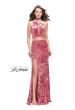 Picture of: Long Velvet Prom Dress with Crop Top and Leg Slit in Rose, Style: 25500, Detail Picture 1