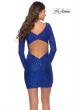 Picture of: Long Sleeve Sequin Dress with Ruching and Open Back in Royal Blue, Style: 30951, Detail Picture 8